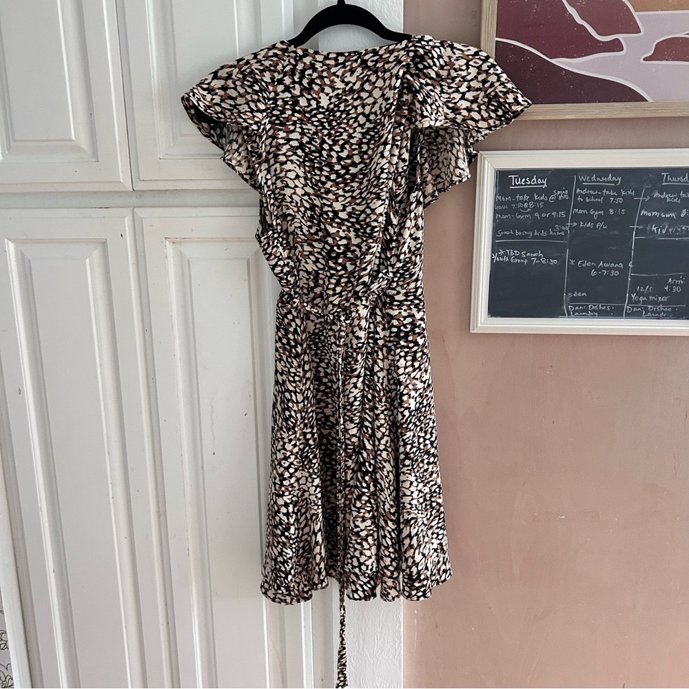 We the free people french quarter mini wrap dress animal print ruffle sleeve - Picture 4 of 8
